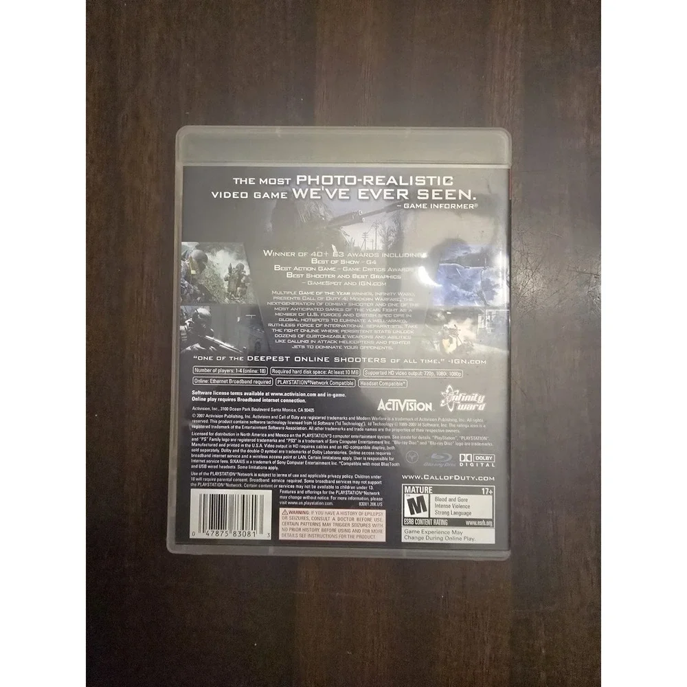 PS3 Call Of Duty 4 Modern Warfare PlayStation 3 Game InfinityWard Activision CIB